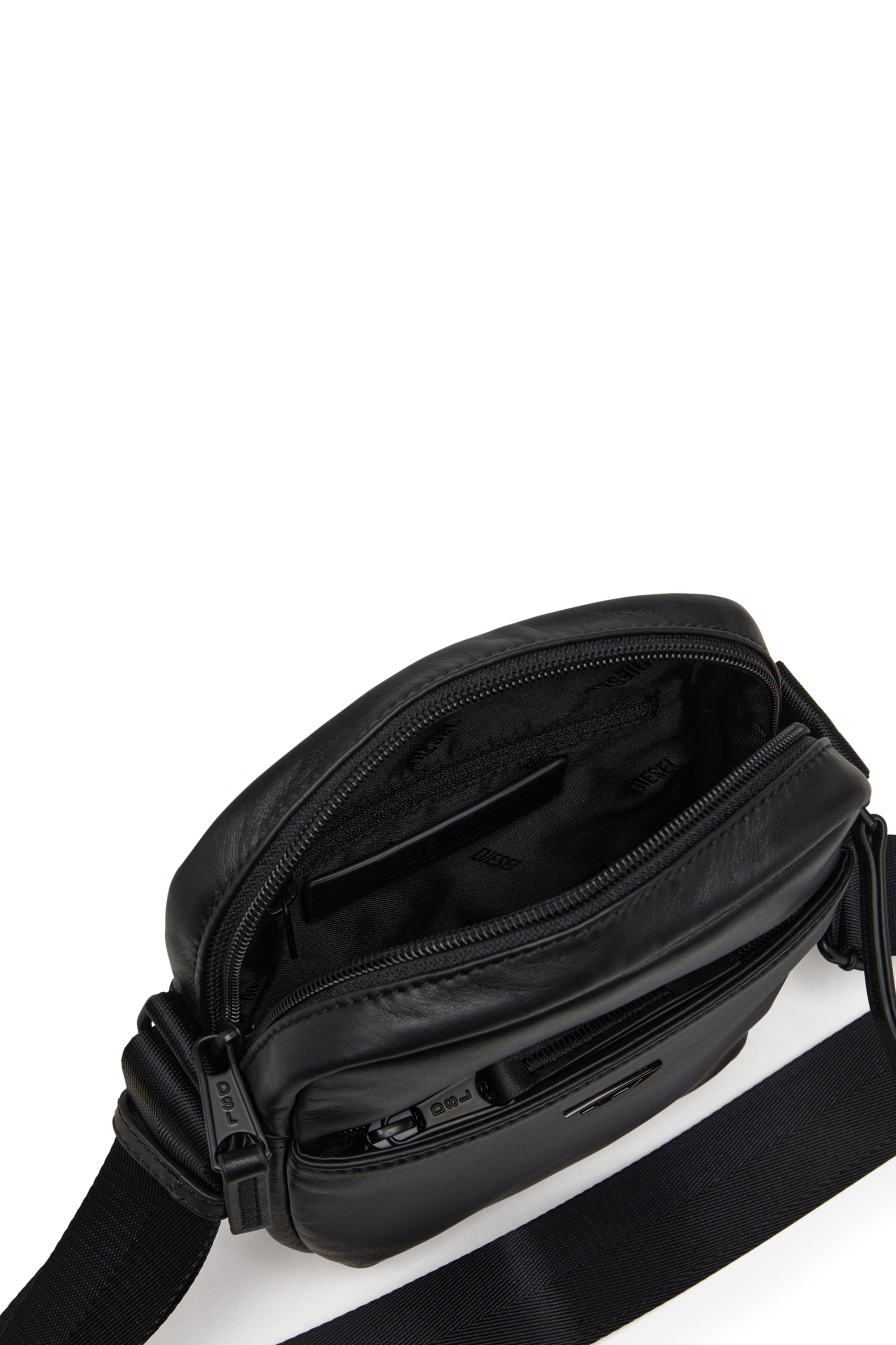Diesel - RAVE CROSSBODY X, Man's Rave-Leather crossbody bag with tonal metal D in Black - 3
